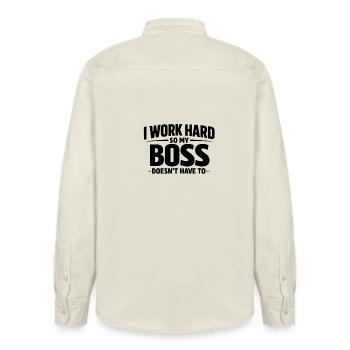 Ich arbeite hart, damit meine nicht muss - Relaxed Fit Unisex Organic Hemd von Stanley/Stella - Natur - Hinten - AI Model Male 178 light (178cm)