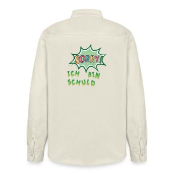 Sorry I'm to blame - Relaxed Fit Unisex Organic Shirt by Stanley/Stella - soft Ecru - Back - AI Model Male 178 light (178cm)