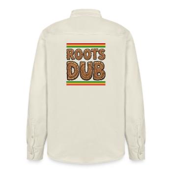 Roots Dub Wood - Relaxed Fit Unisex Organic Shirt by Stanley/Stella - soft Ecru - Back - AI Model Male 178 light (178cm)