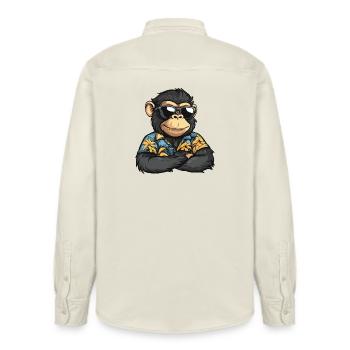 Affe Comic Urlaub - Relaxed Fit Unisex Organic Hemd von Stanley/Stella - Natur - Hinten - AI Model Male 178 light (178cm)