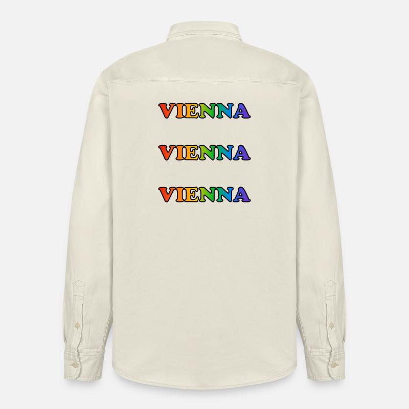 Vienna Rainbow Repeats - Chemise unisexe coupe décontractée bio Stanley/Stella - écru doux