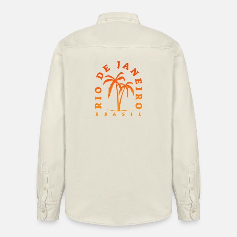 Rio de Janeiro Palm Tree Retro - Relaxed Fit Unisex Organic Hemd von Stanley/Stella - Natur