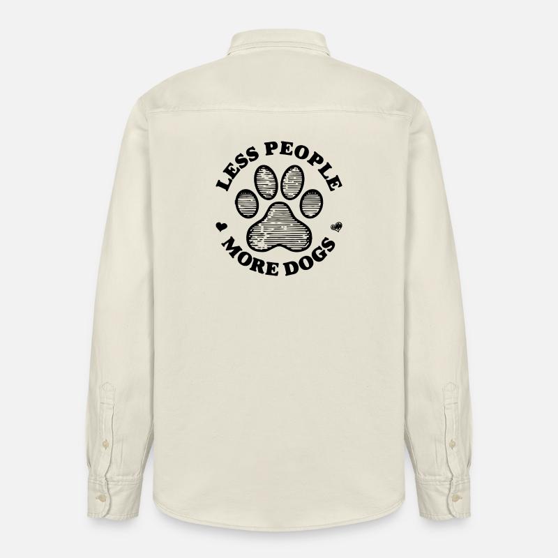 Moins de gens plus de chiens - Chemise unisexe coupe décontractée bio Stanley/Stella - écru doux