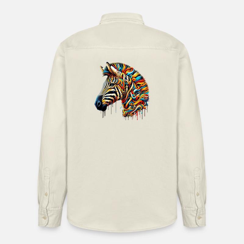 Zebra - Relaxed Fit Unisex Organic Hemd von Stanley/Stella - Natur