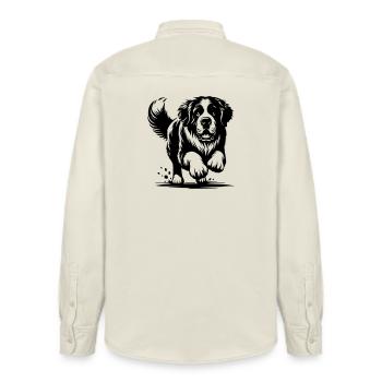 Saint Bernard - Relaxed Fit Unisex Organic Shirt by Stanley/Stella - soft Ecru - Back - AI Model Male 178 light (178cm)