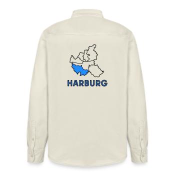 Harburg, Stadtteil von Hamburg - Relaxed Fit Unisex Organic Hemd von Stanley/Stella - Natur - Hinten - AI Model Male 178 light (178cm)