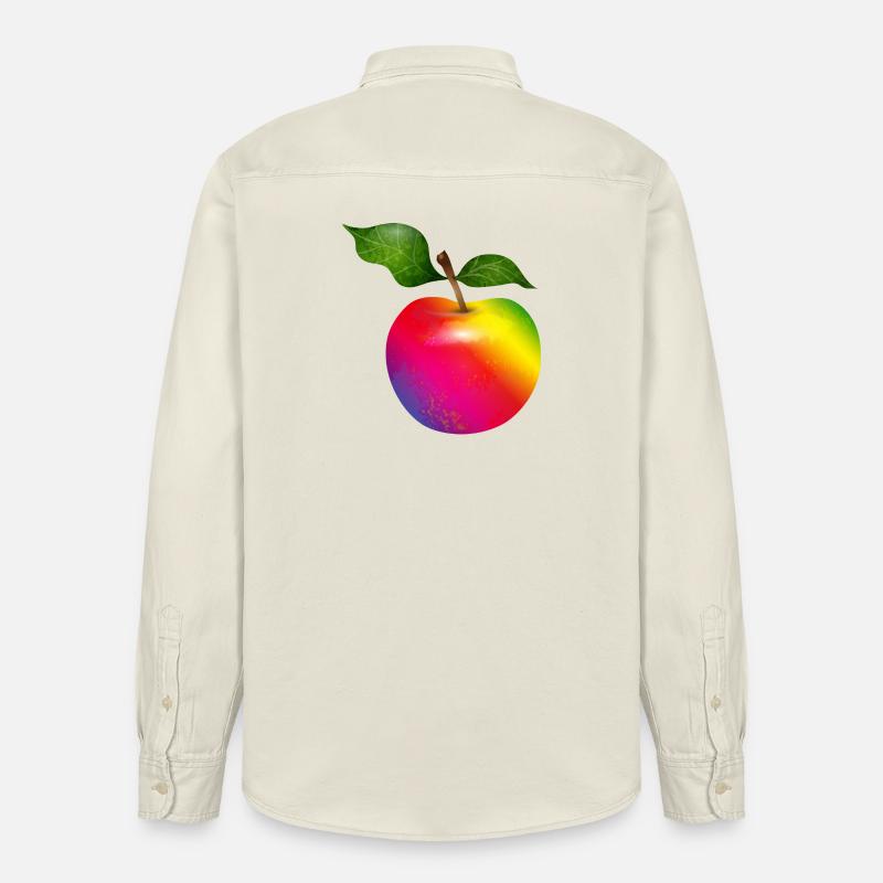 Bunter Regenbogen-Apfel mit Blättern Illustration - Relaxed Fit Unisex Organic Hemd von Stanley/Stella - Natur