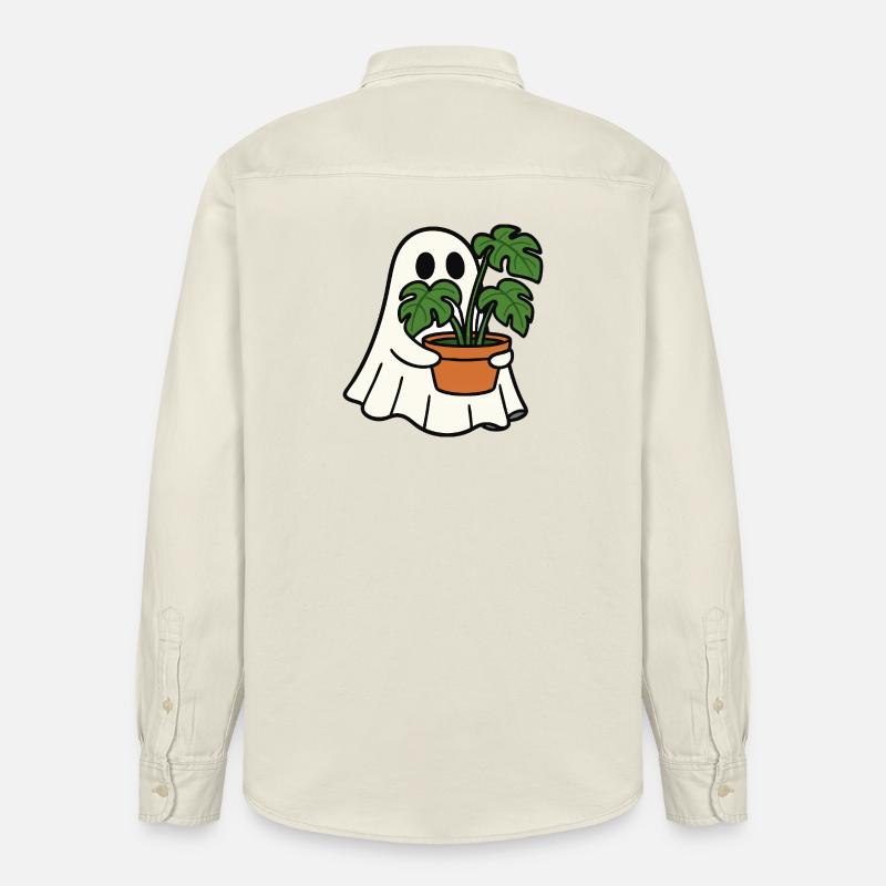 Fantôme mignon avec plante Monstera - Chemise unisexe coupe décontractée bio Stanley/Stella - écru doux