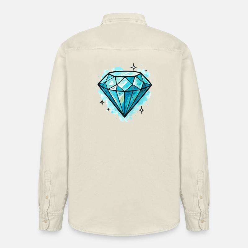 Illustration de cristal de diamant bleu - Chemise unisexe coupe décontractée bio Stanley/Stella - écru doux