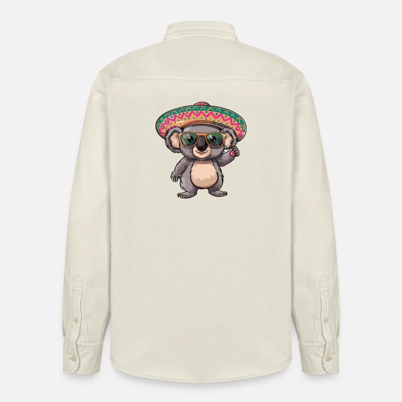 Koala Comic Sombrero drôle - Chemise unisexe coupe décontractée bio Stanley/Stella - écru doux
