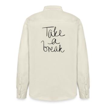 Take a break - Relaxed Fit Unisex Organic Shirt by Stanley/Stella - soft Ecru - Back - AI Model Male 178 light (178cm)