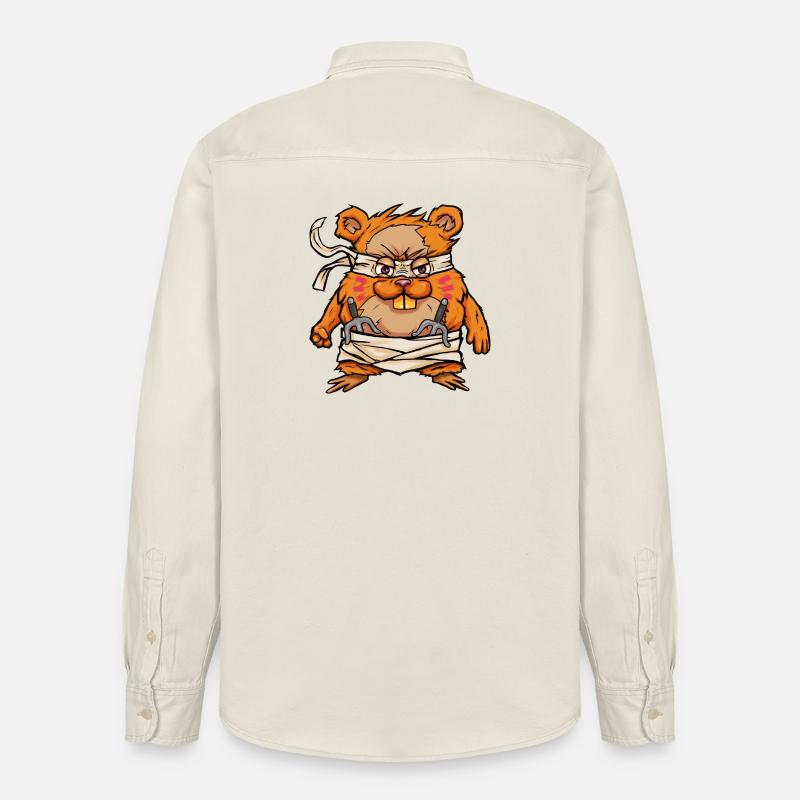 Kawaii Samurai Hamster mit Hamjitsu Schwert - Relaxed Fit Unisex Organic Hemd von Stanley/Stella - Natur