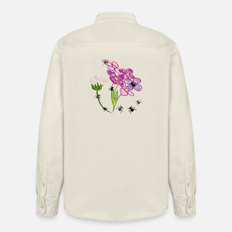 Fleurs avec des fourmis insectes - Chemise unisexe coupe décontractée bio Stanley/Stella - écru doux