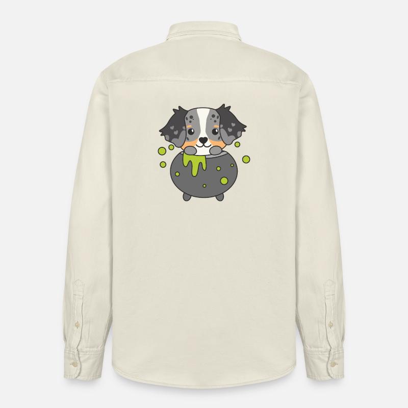 Berger Australien Joyeux Chaudron d’Halloween - Chemise unisexe coupe décontractée bio Stanley/Stella - écru doux