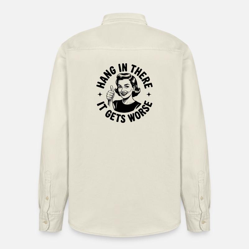 Restez à l’écoute, ça empire - Chemise unisexe coupe décontractée bio Stanley/Stella - écru doux