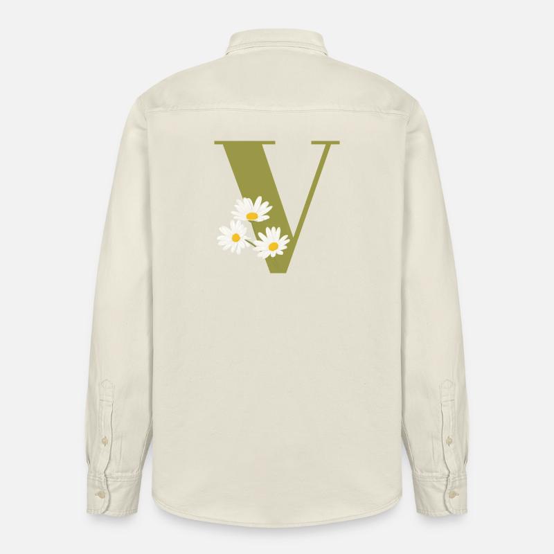 Buchstabe v grüne Gänseblümchen - Relaxed Fit Unisex Organic Hemd von Stanley/Stella - Natur