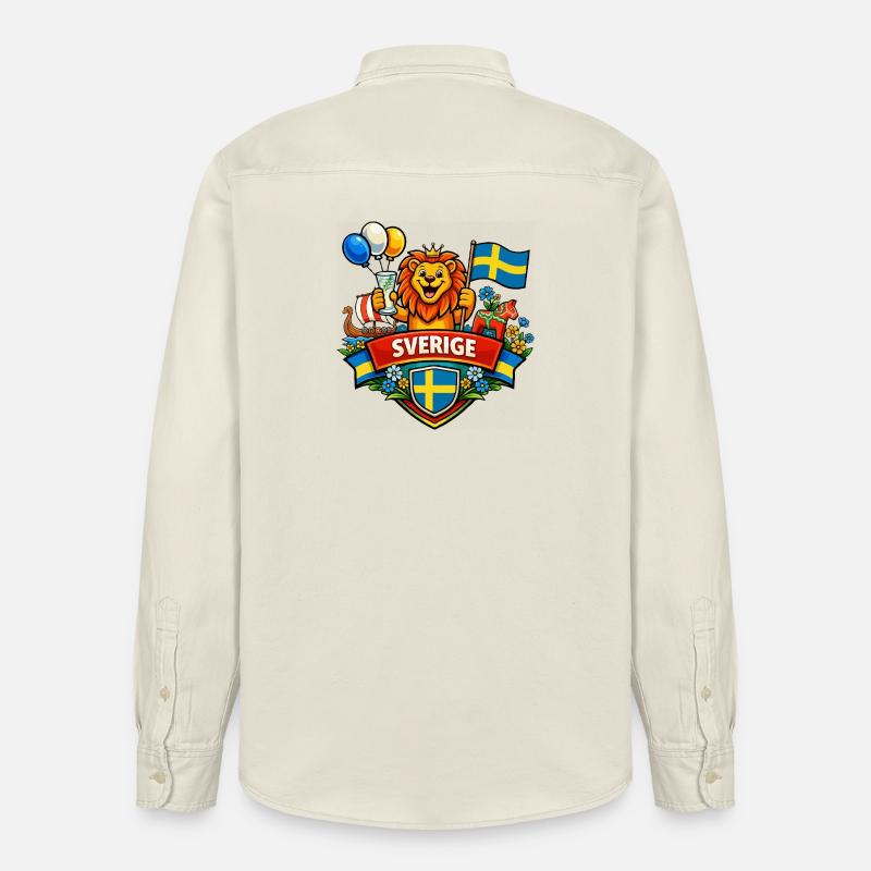 Logo joyeux de la Suède - Chemise unisexe coupe décontractée bio Stanley/Stella - écru doux