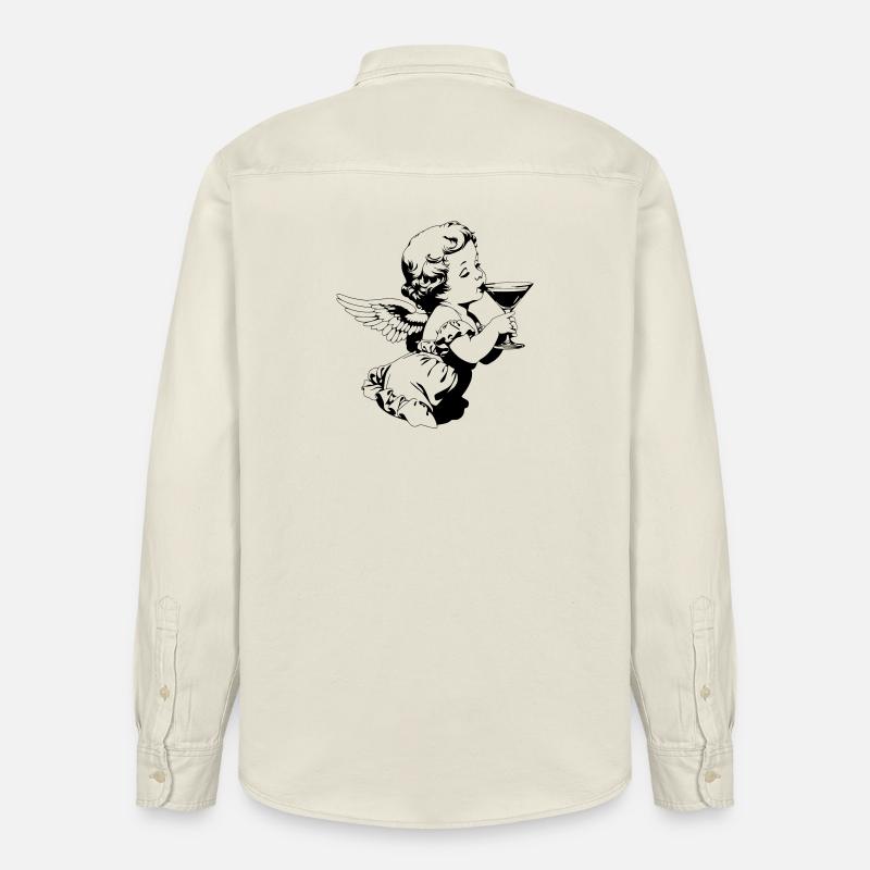 Cocktail Engel – Cherub mit Martini Glas - Relaxed Fit Unisex Organic Hemd von Stanley/Stella - Natur