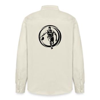 Joueur de basket-ball Joueur de basket-ball Silhouette d’homme - Chemise unisexe coupe décontractée bio Stanley/Stella - écru doux - Dos - AI Model Male 178 light (178cm)