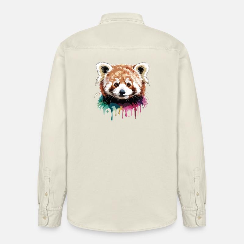 Roter Panda Kopf Farbkunst - Relaxed Fit Unisex Organic Hemd von Stanley/Stella - Natur