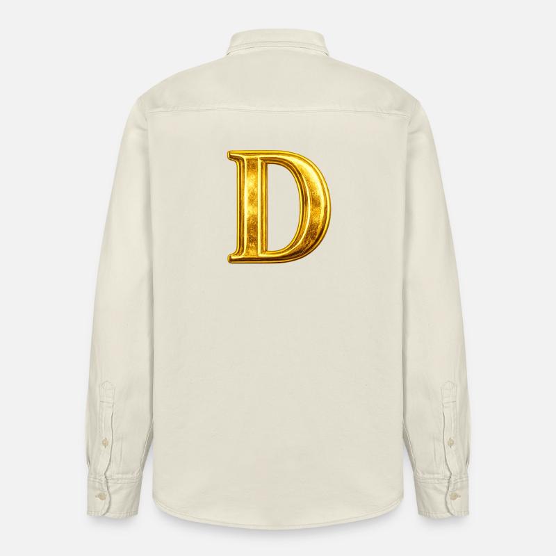 Monogramme en D Or - Chemise unisexe coupe décontractée bio Stanley/Stella - écru doux