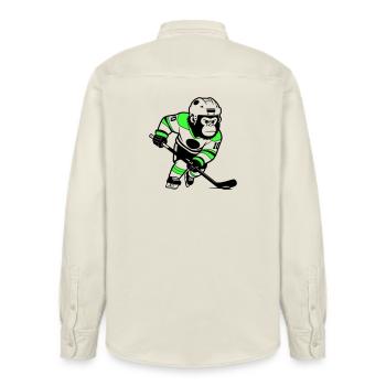 ijshockey gorilla - Relaxed Fit Unisex Organic Shirt by Stanley/Stella - soft Ecru - Back - AI Model Male 178 light (178cm)
