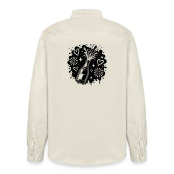 Sektflasche Party Splash Motiv - Relaxed Fit Unisex Organic Shirt by Stanley/Stella - soft Ecru - Back - AI Model Male 178 light (178cm)