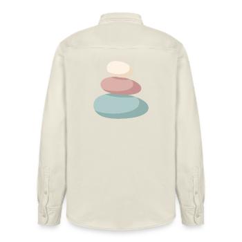 Pastel Stone Stack - Relaxed Fit Unisex Organic Shirt by Stanley/Stella - soft Ecru - Back - AI Model Male 178 light (178cm)