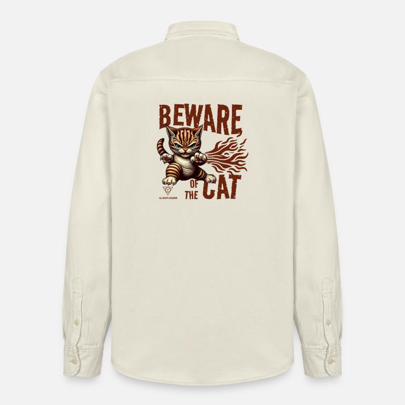 Vorsicht vor der Katze - Relaxed Fit Unisex Organic Hemd von Stanley/Stella - Natur