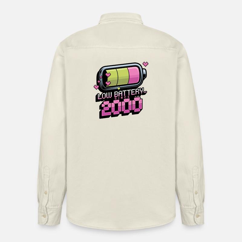 Y2K Retro – Low Battery Since 2000 - Relaxed Fit Unisex Organic Hemd von Stanley/Stella - Natur