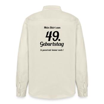 Passt seit 49 - Relaxed Fit Unisex Organic Hemd von Stanley/Stella - Natur - Hinten - AI Model Male 178 light (178cm)