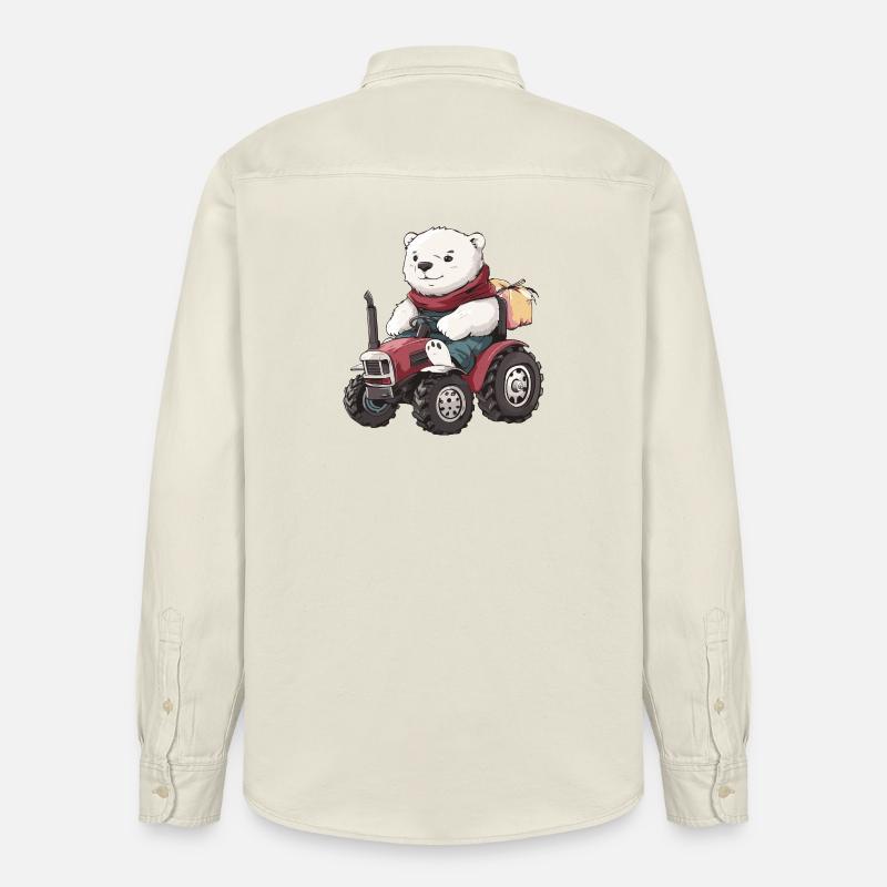 Eisbär Traktor Farmer - Relaxed Fit Unisex Organic Hemd von Stanley/Stella - Natur
