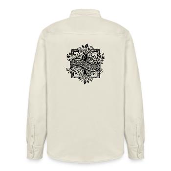 NoxstyllT1 - Relaxed Fit Unisex Organic Shirt by Stanley/Stella - soft Ecru - Back - AI Model Male 178 light (178cm)