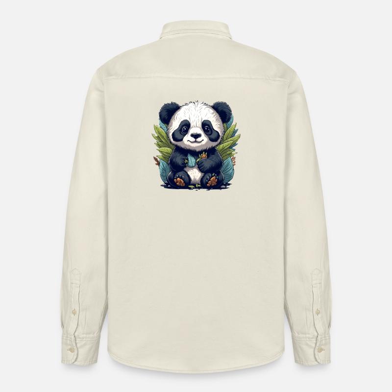 Le panda dans la forêt de feuilles - Chemise unisexe coupe décontractée bio Stanley/Stella - écru doux