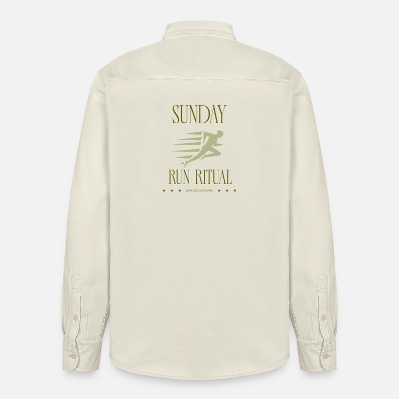 Coureur - Rituel de la course du dimanche - Chemise unisexe coupe décontractée bio Stanley/Stella - écru doux