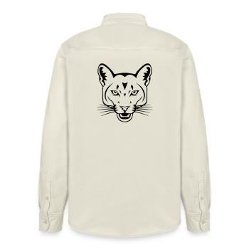 chat - Chemise unisexe coupe décontractée bio Stanley/Stella - écru doux - Dos - AI Model Male 178 light (178cm)