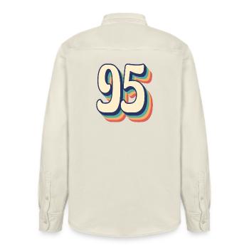 Vintage Retro T-Shirt Number 95 Ninety Five - Relaxed Fit Unisex Organic Shirt by Stanley/Stella - soft Ecru - Back - AI Model Male 178 light (178cm)