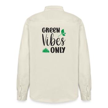 Green Vibes Only - Relaxed Fit Unisex Organic Shirt by Stanley/Stella - soft Ecru - Back - AI Model Male 178 light (178cm)