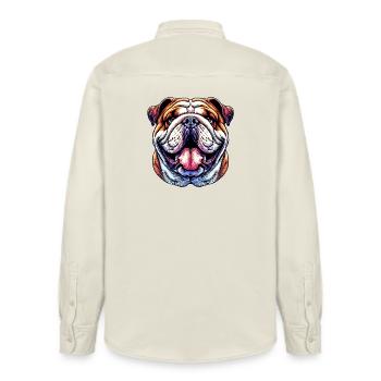 Bouledogue anglais Chien - Chemise unisexe coupe décontractée bio Stanley/Stella - écru doux - Dos - AI Model Male 178 light (178cm)