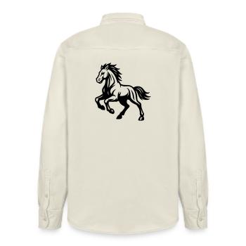 Cheval - Chemise unisexe coupe décontractée bio Stanley/Stella - écru doux - Dos - AI Model Male 178 light (178cm)