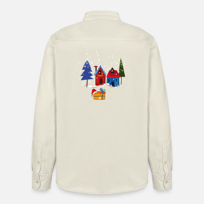Maisons d’hiver avec de la neige - Chemise unisexe coupe décontractée bio Stanley/Stella - écru doux