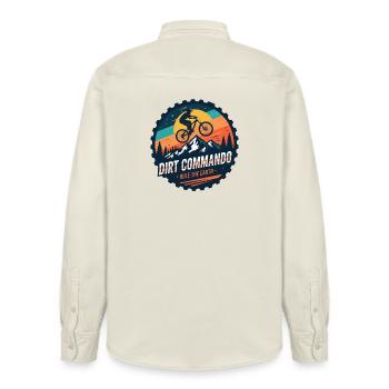 Dirt Commando Mountain Biker - Relaxed Fit Unisex Organic Shirt by Stanley/Stella - soft Ecru - Back - AI Model Male 178 light (178cm)