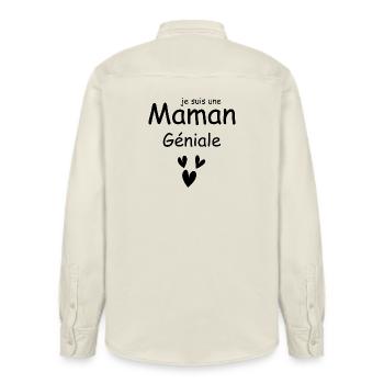 je suis une maman Géniale - Chemise unisexe coupe décontractée bio Stanley/Stella - écru doux - Dos - AI Model Male 178 light (178cm)