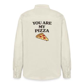 YOU ARE MY PIZZA Shirt - Food Love Valentine's Day - Relaxed Fit Unisex Organic Shirt by Stanley/Stella - soft Ecru - Back - AI Model Male 178 light (178cm)