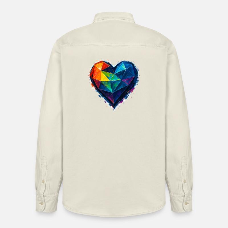 Amour - Cœur - Saint Valentin - Mariage - Chemise unisexe coupe décontractée bio Stanley/Stella - écru doux
