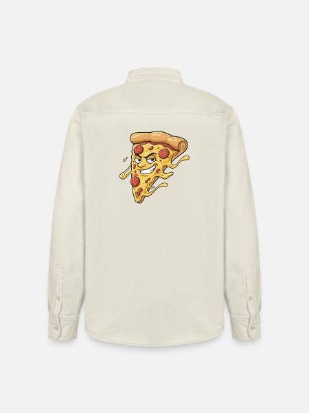 Pizza-Slice mit frechem Grinsen - Relaxed Fit Unisex Organic Hemd von Stanley/Stella - Natur
