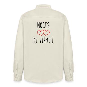 Noces de vermeil 45 ans de mariage - Chemise unisexe coupe décontractée bio Stanley/Stella - écru doux - Dos - AI Model Male 178 light (178cm)