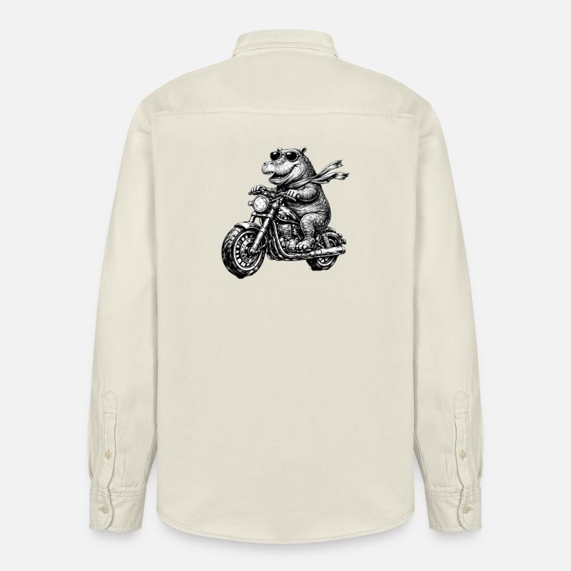 Hippo à moto - Chemise unisexe coupe décontractée bio Stanley/Stella - écru doux