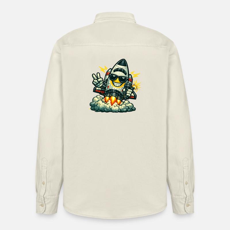 Canard Fusée Spatiale avec Micro - Chemise unisexe coupe décontractée bio Stanley/Stella - écru doux