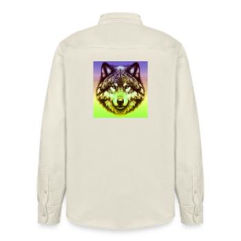 Wolf - Relaxed Fit Unisex Organic Shirt by Stanley/Stella - soft Ecru - Back - AI Model Male 178 light (178cm)